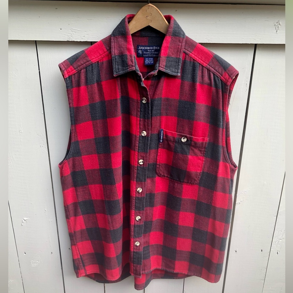 Vintage Abercrombie & Fitch Buffalo Plaid Cotton Flannel Paul Bunyan GUC